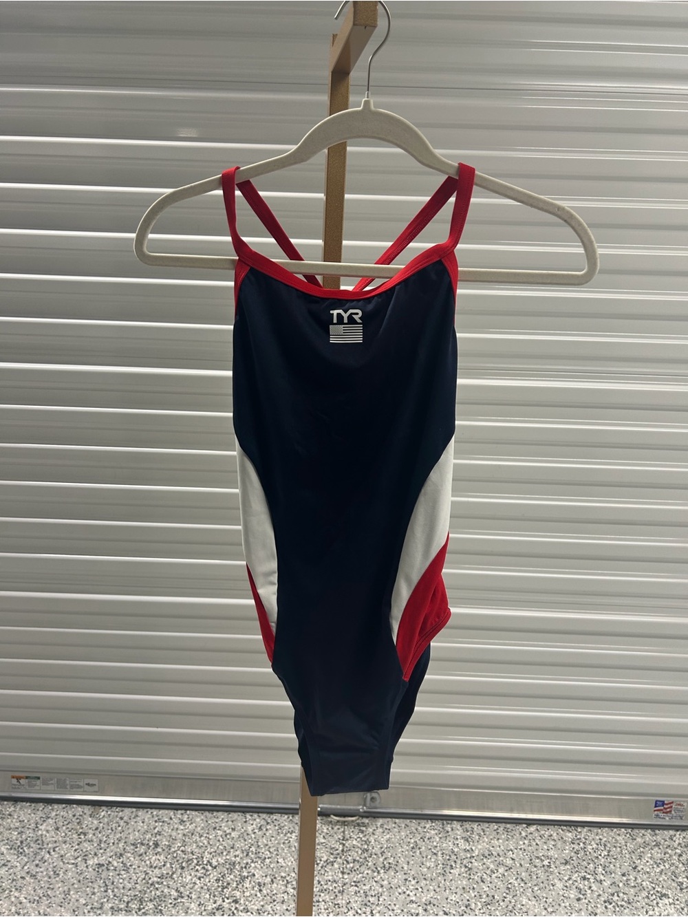 TYR Navy, Red & White Racerback One-Piece size 36 NWT
